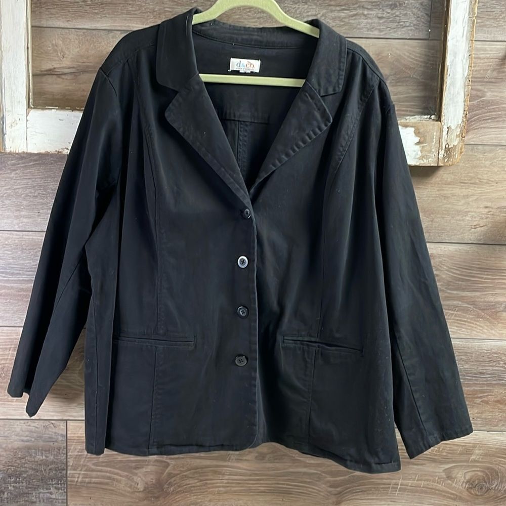 D & Co. Women’s Plus Size 3X Blazer Jacket, Black